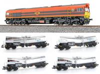 Rail Feeding #57-01 HO Class 66 Diesel-Eletric Locomotive DC/AC DCC & Sound & Smoke & Four Nacco Zafns Articulated Tank Car Wagon (5-Unit Pack)