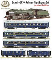 La Compagnie internationale des wagons-lits CWL #131S1 HO Pullman Orient Express Train Mikado Class 141 H 6 General Purpose 2-8-2 Steam Locomotive & Tender & Three Passenger Coaches & Two Baggage Cars Wagons DCC & Sound (6-Unit Pack)