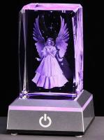 Guardian Angel Atop A Changing Color 3D LED Base The Laser Engraved Glass Crystal Figure soška anděla