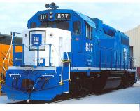 EMDX #837 Demonstrator Light Blue White Scheme Class GP38-2 Diesel-Electric Road-Switcher Locomotive for Model Railroaders Inspiration