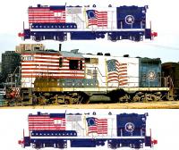 Pittsburgh & Lake Erie Railroad P&LE #1501 Bicentennial White Blue Red Stripes Scheme EMD GP7 Yard-Switcher Diesel-Electric Locomotive for Model Railroaders Inspiration