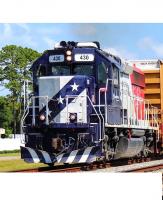 Florida East Coast Railroad FEC #430 Honoring Our Veterans Skewed Red White Blue Stripes & Stars Scheme Class EMD GP40-2 Road-Switcher Diesel-Electric Locomotive for Model Railroaders Inspiration