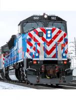 METRA METX #500 50th Anniversary RTA Light Blue Red & White Front Stripes Scheme Class SD70MACH Commuter Diesel-Electric Locomotive for Model Railroaders Inspiration