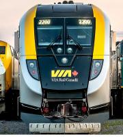 Via Rail Canada #2200 HO Grey Black Yellow Front Stripe Scheme Class SC-44 Short-distance Corridor Siemens Charger Diesel-Electric Locomotive DCC & LokSound