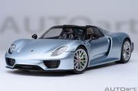 Porsche 918 Spyder Weissach Liquid Metal Chrome Blue 1/18 Die-Cast Vehicle